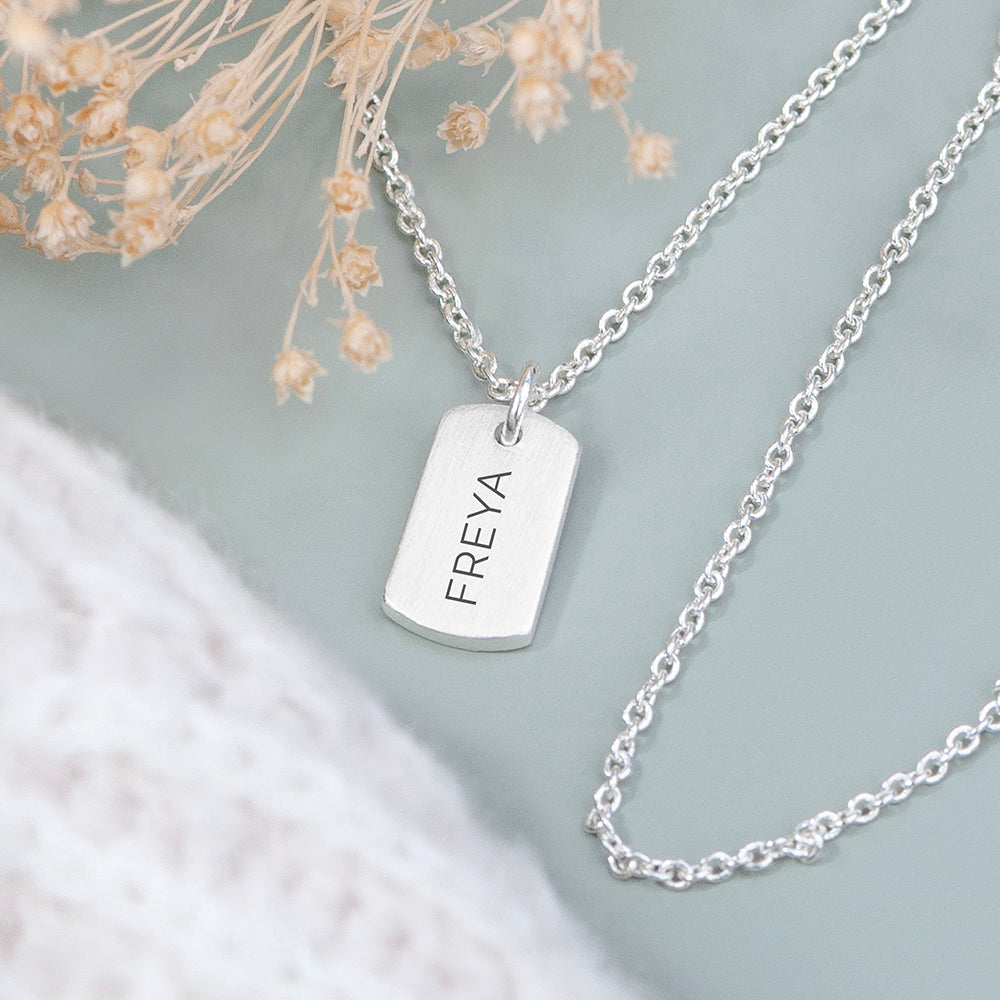 Personalised Personalised Silver Name Tag Necklace