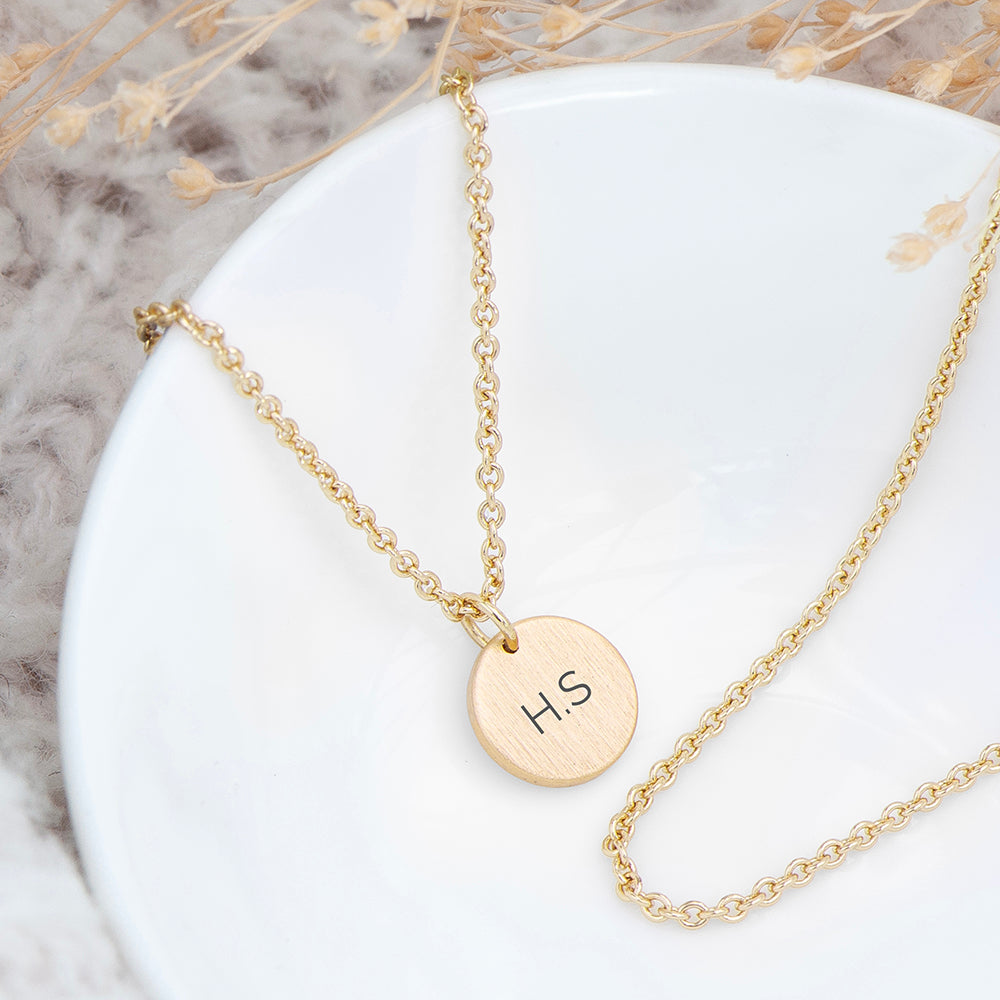 Personalised Monogrammed Gold Round Tag Necklace