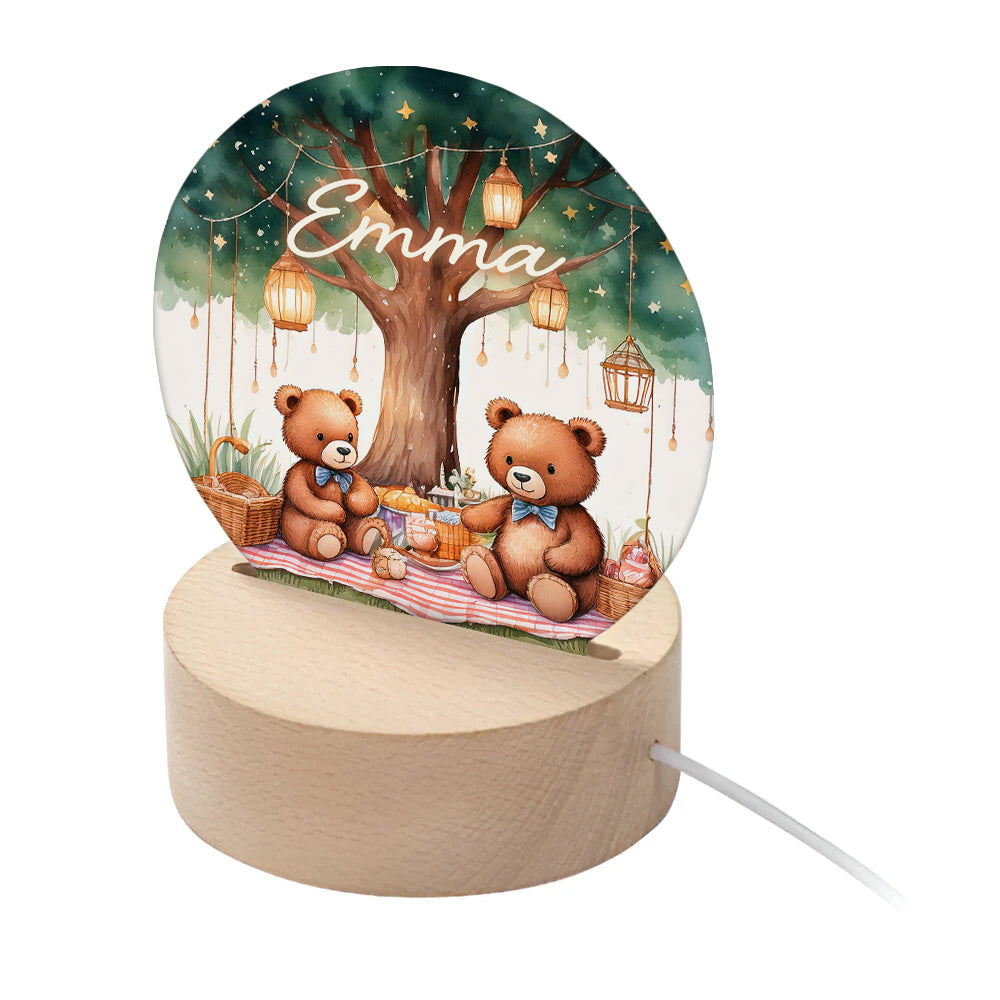 Personalised Personalised Kid's Teddy Bear Picnic LED Night Light