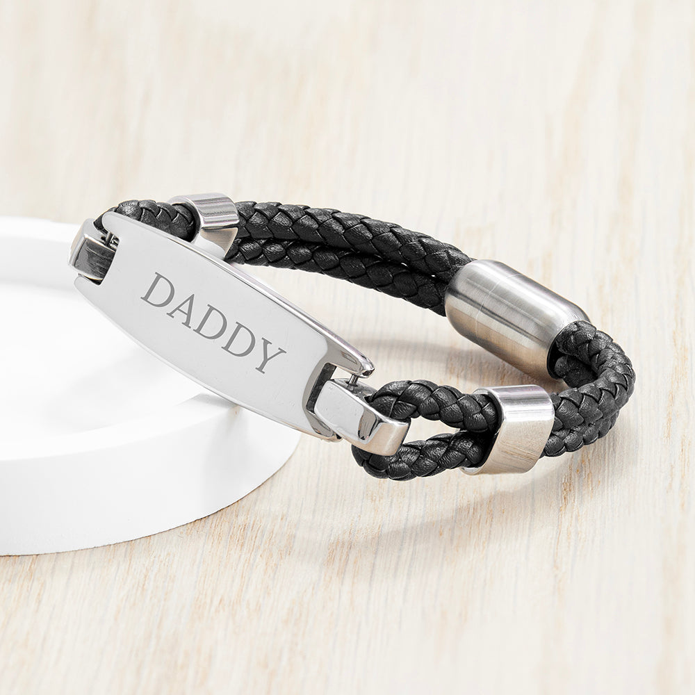 Personalised Personalised Men's Leather ID Bracelet