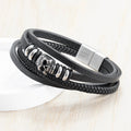 Personalised Personalised Men's Stacked Leather Skull Bracelet