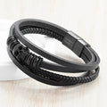 Personalised Personalised Men's Stacked Leather Skull Bracelet