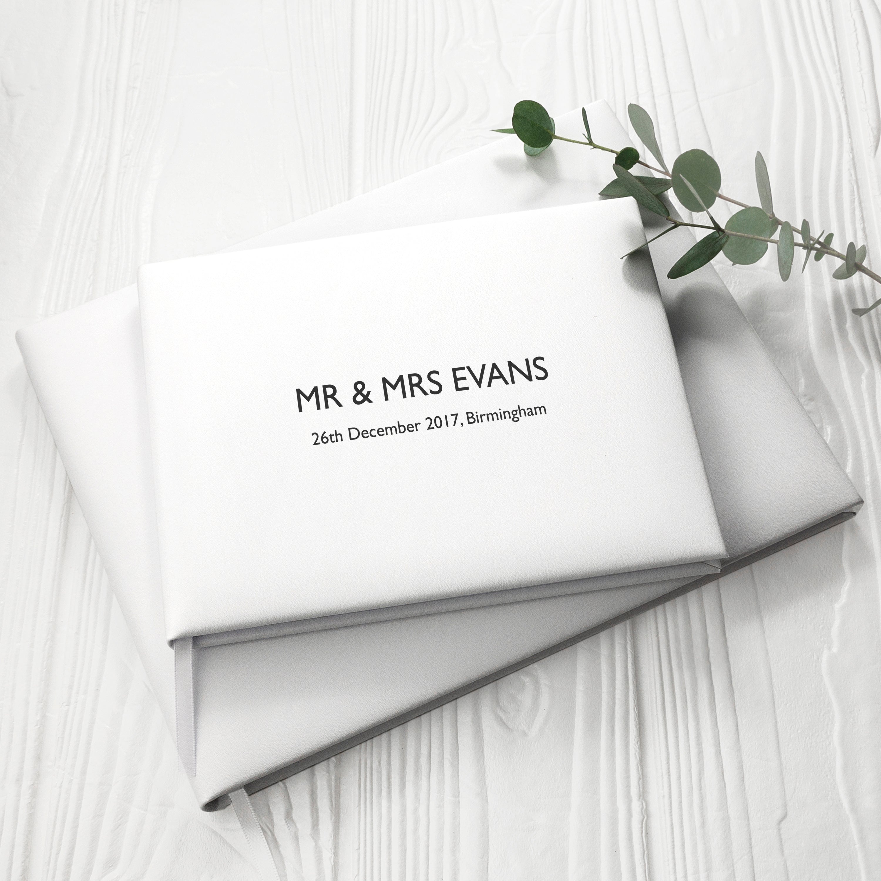Personalised Personalised Luxury Medium White Leather Guest Book