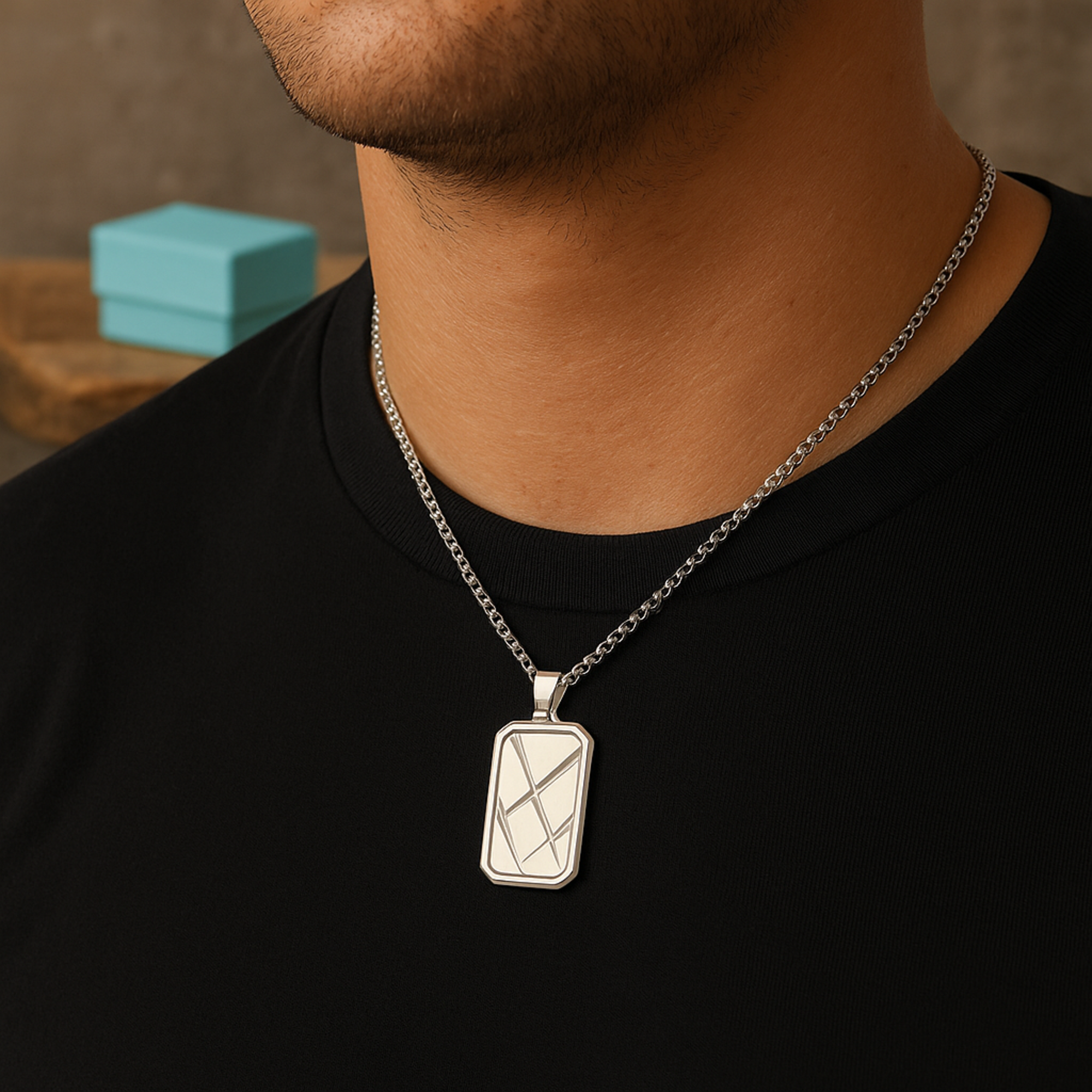 Personalised Personalised Men's Contemporary Dog Tag Necklace