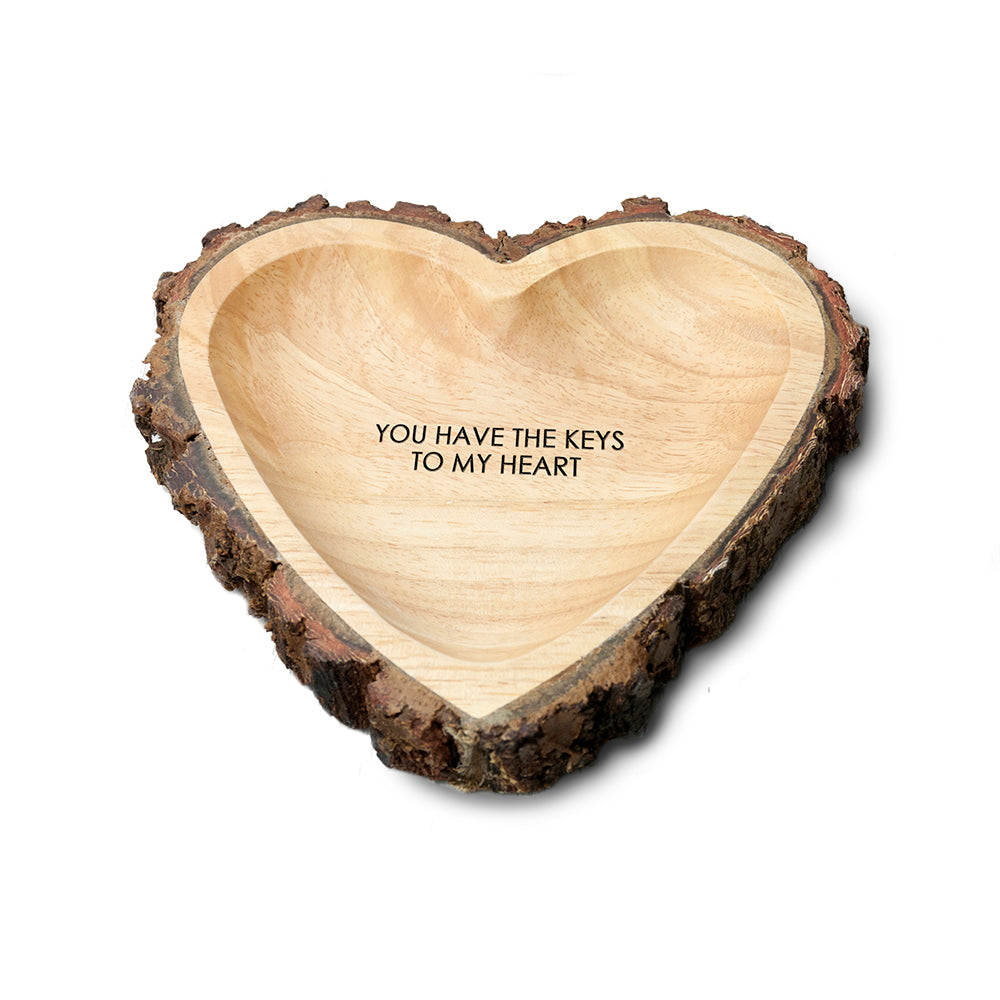 Personalised Rustic Carved Wooden Heart Trinket Dish