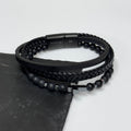 Personalised Personalised Men's Beaded and Stacked Leather Cross Bracelet