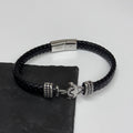 Personalised Personalised Men's Woven Leather Anchor Bracelet