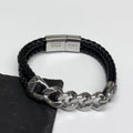 Personalised Personalised Men's Eternal Love Chain Leather Bracelet