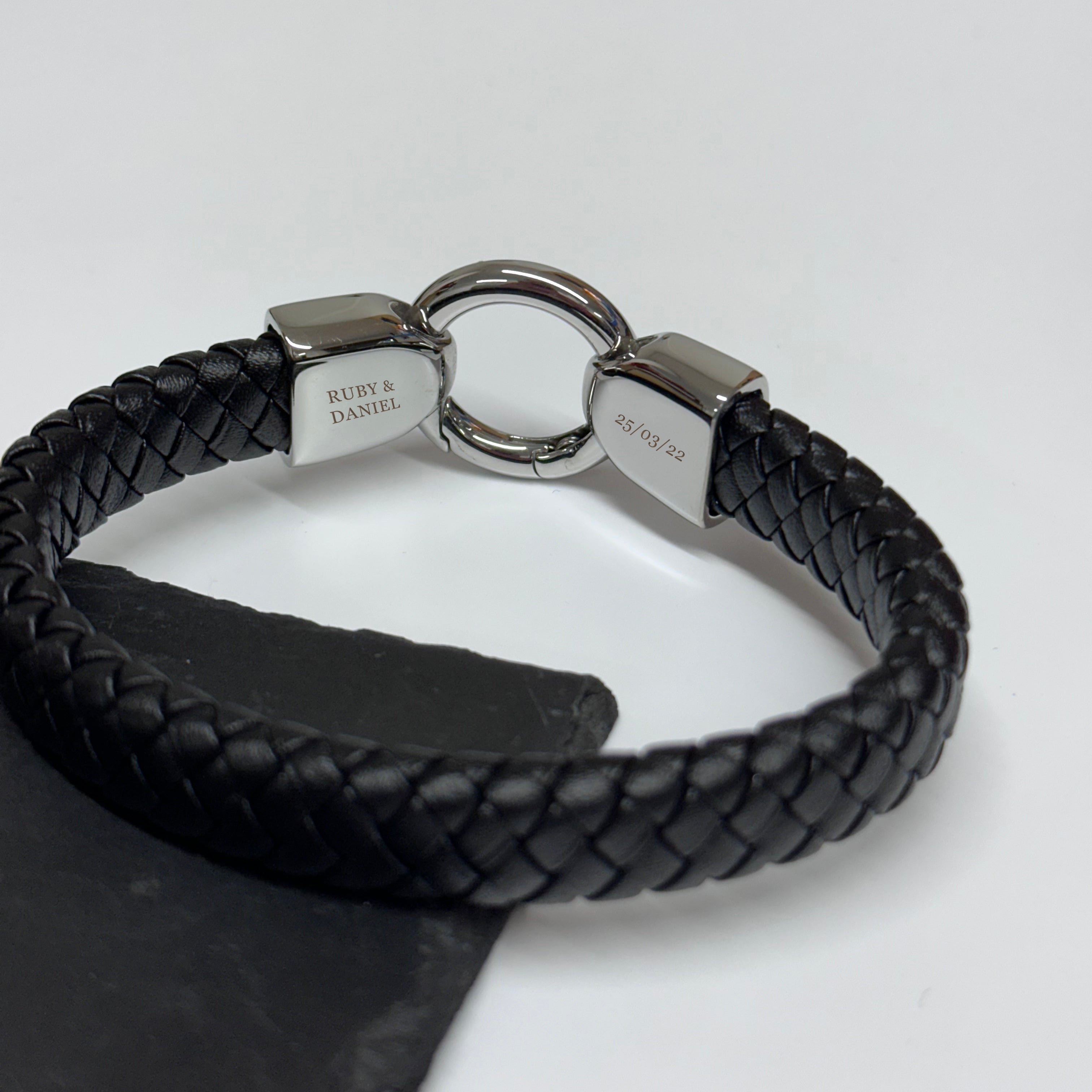 Personalised Personalised Men's Eternity Circle Leather Bracelet