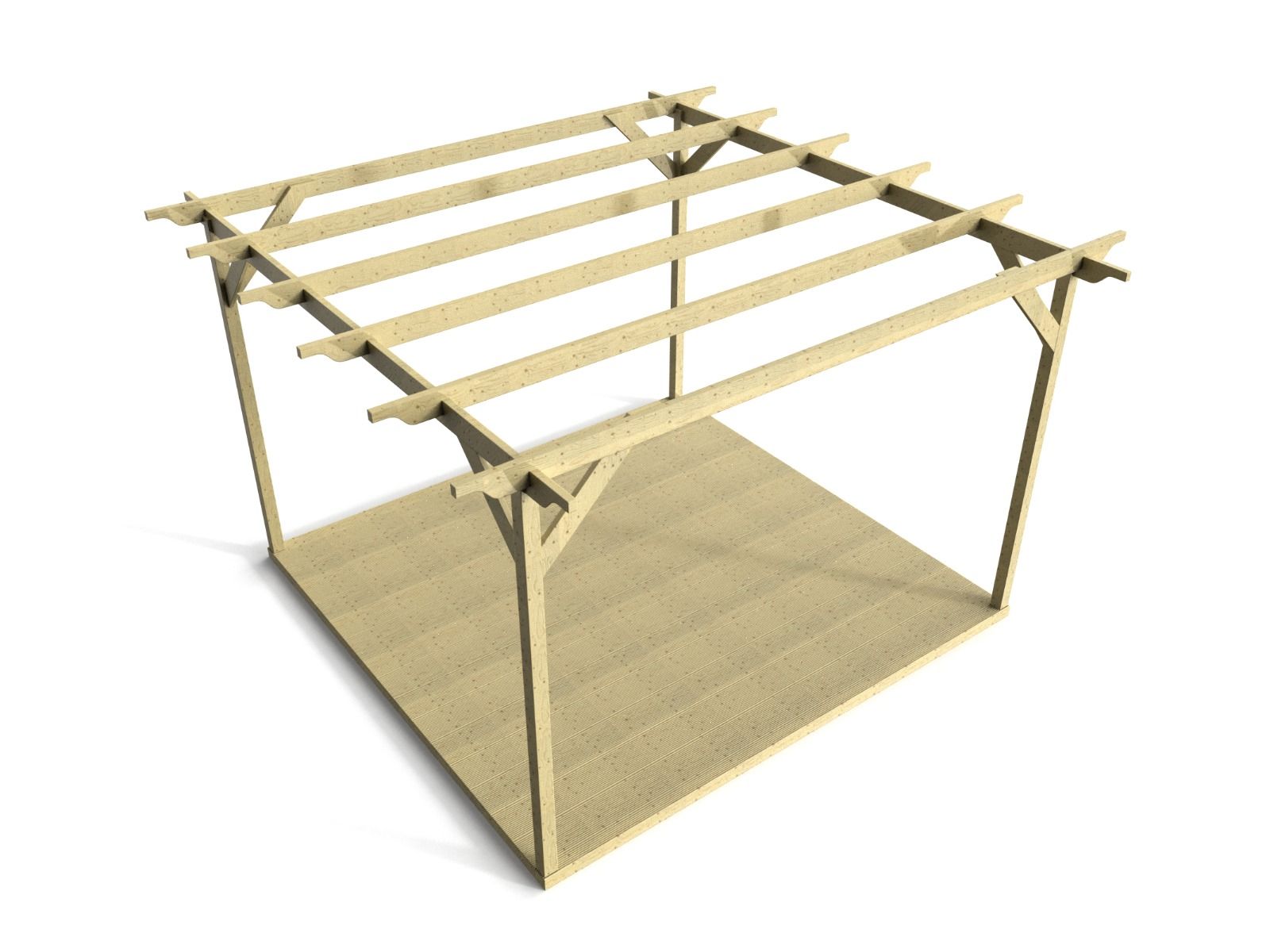 Sculpted Wooden Pergola and Decking Kit