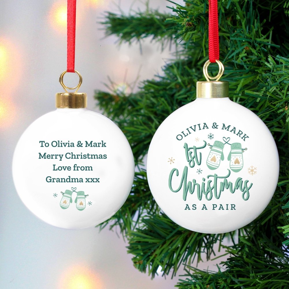 Personalised '1st Christmas As A Couple' Christmas Tree Bauble