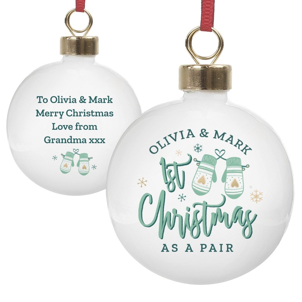 Personalised '1st Christmas As A Couple' Christmas Tree Bauble