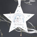 Personalised 1st Christmas As A Family Wooden Star Decoration
