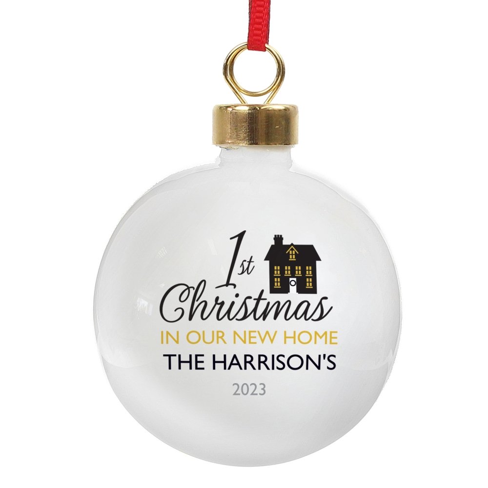 Personalised 1st Christmas In Our New Home Bauble