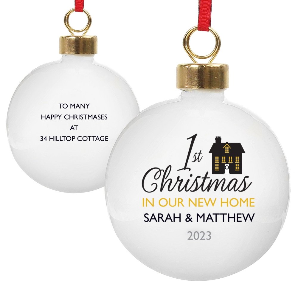 Personalised 1st Christmas In Our New Home Bauble