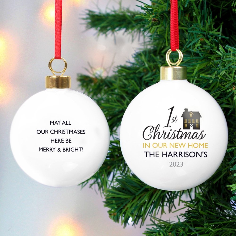Personalised 1st Christmas In Our New Home Bauble