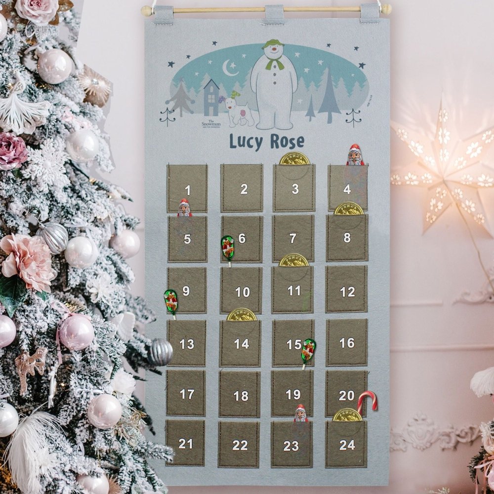 Personalised 2026 The Snowman And The Snowdog Advent Calendar In Silver Grey