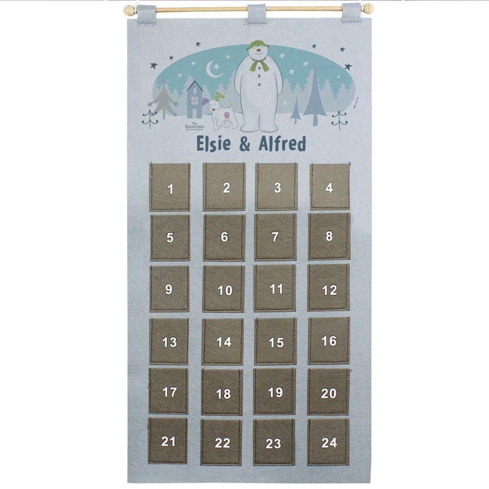 Personalised 2026 The Snowman And The Snowdog Advent Calendar In Silver Grey