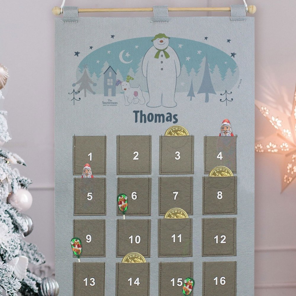 Personalised 2026 The Snowman And The Snowdog Advent Calendar In Silver Grey