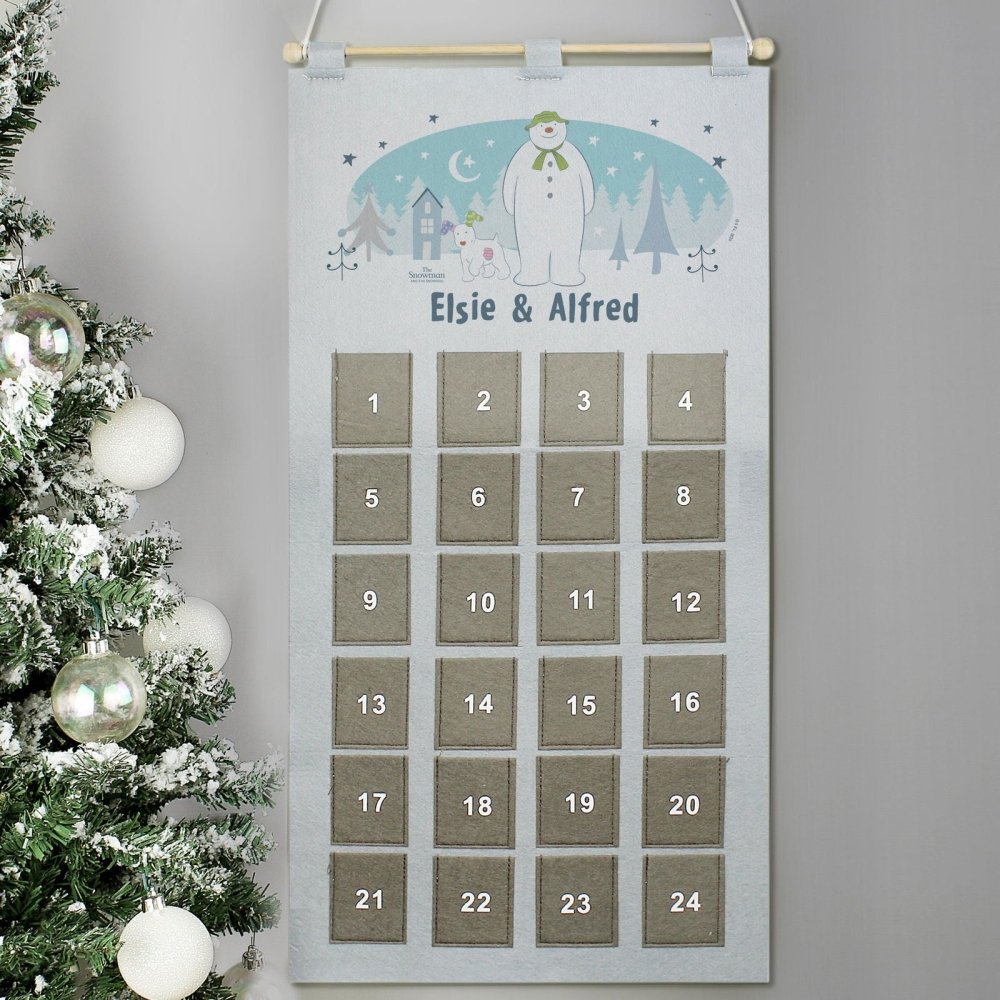 Personalised 2026 The Snowman And The Snowdog Advent Calendar In Silver Grey