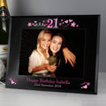 Personalised 21st Birthday Black Glass 7x5 Inch Photo Frame