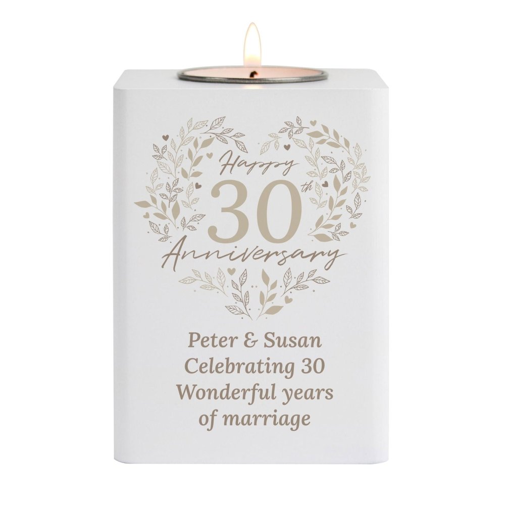 Personalised 30th Pearl Wedding Anniversary Tea Light Holder