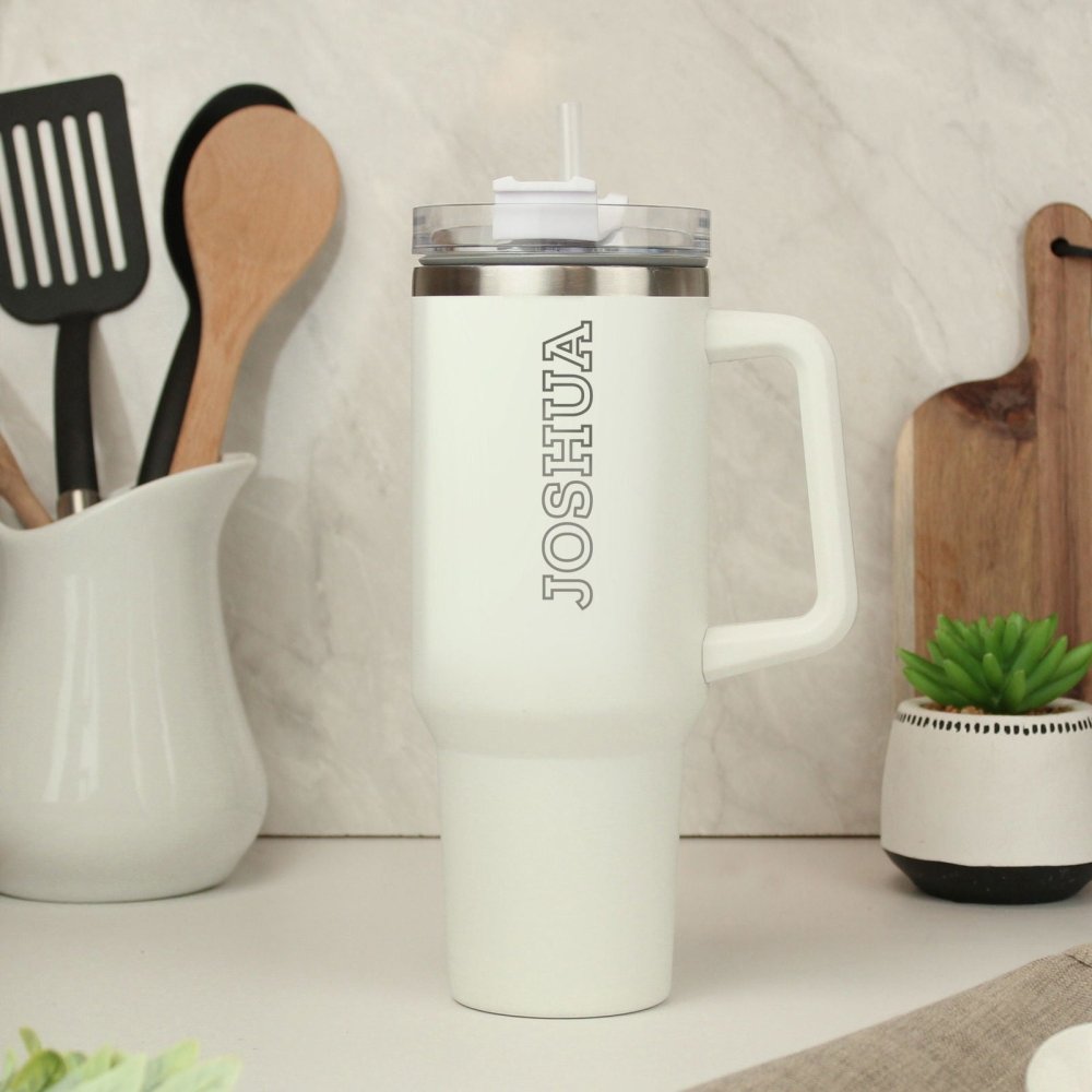 Personalised 40Oz White Travel Cup