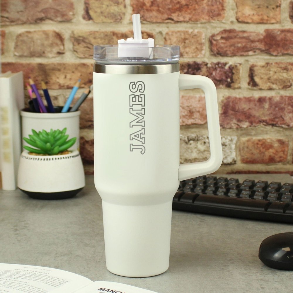 Personalised 40Oz White Travel Cup