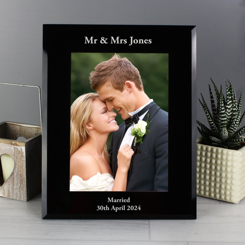 Personalised 5x7 Inch Black Glass Photo Frame