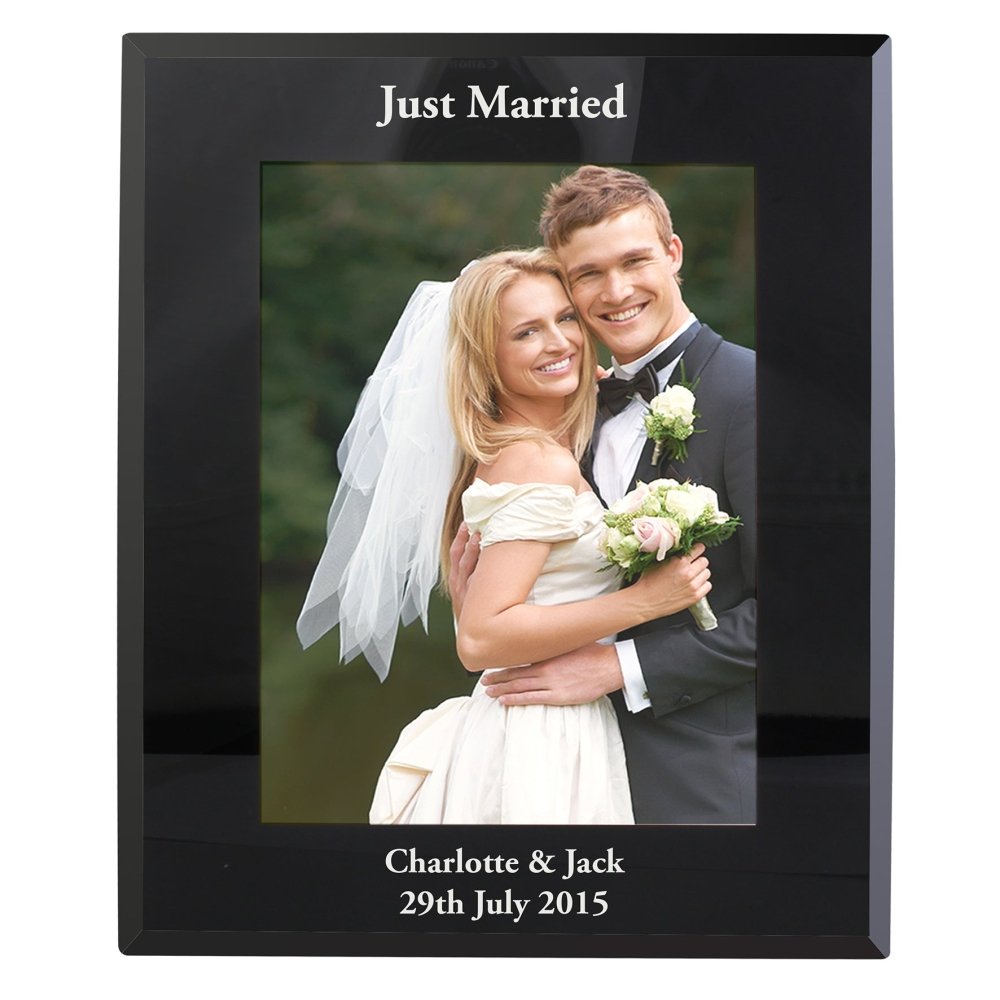 Personalised 5x7 Inch Black Glass Photo Frame