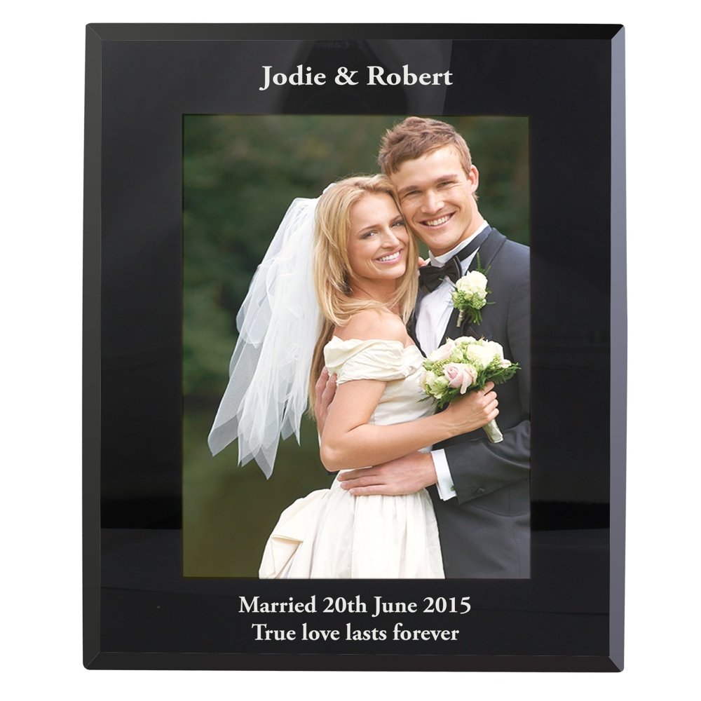 Personalised 5x7 Inch Black Glass Photo Frame