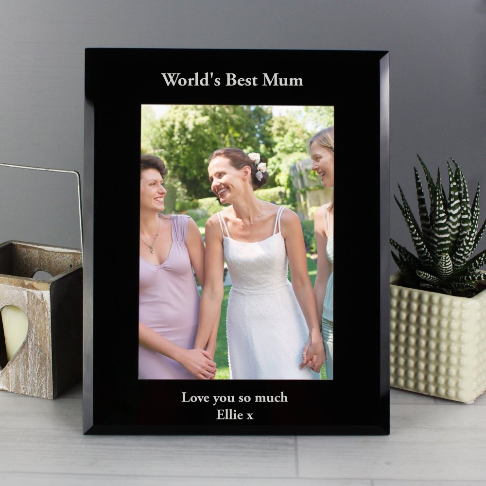 Personalised 5x7 Inch Black Glass Photo Frame