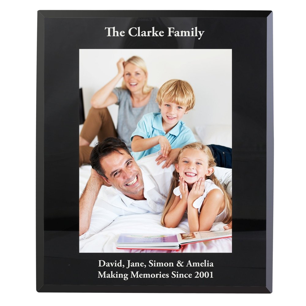 Personalised 5x7 Inch Black Glass Photo Frame