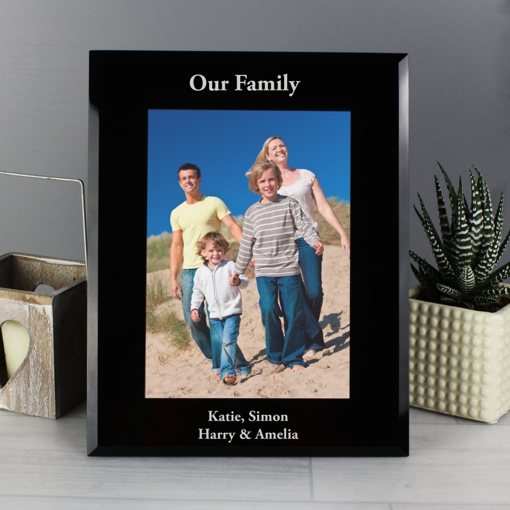 Personalised 5x7 Inch Black Glass Photo Frame