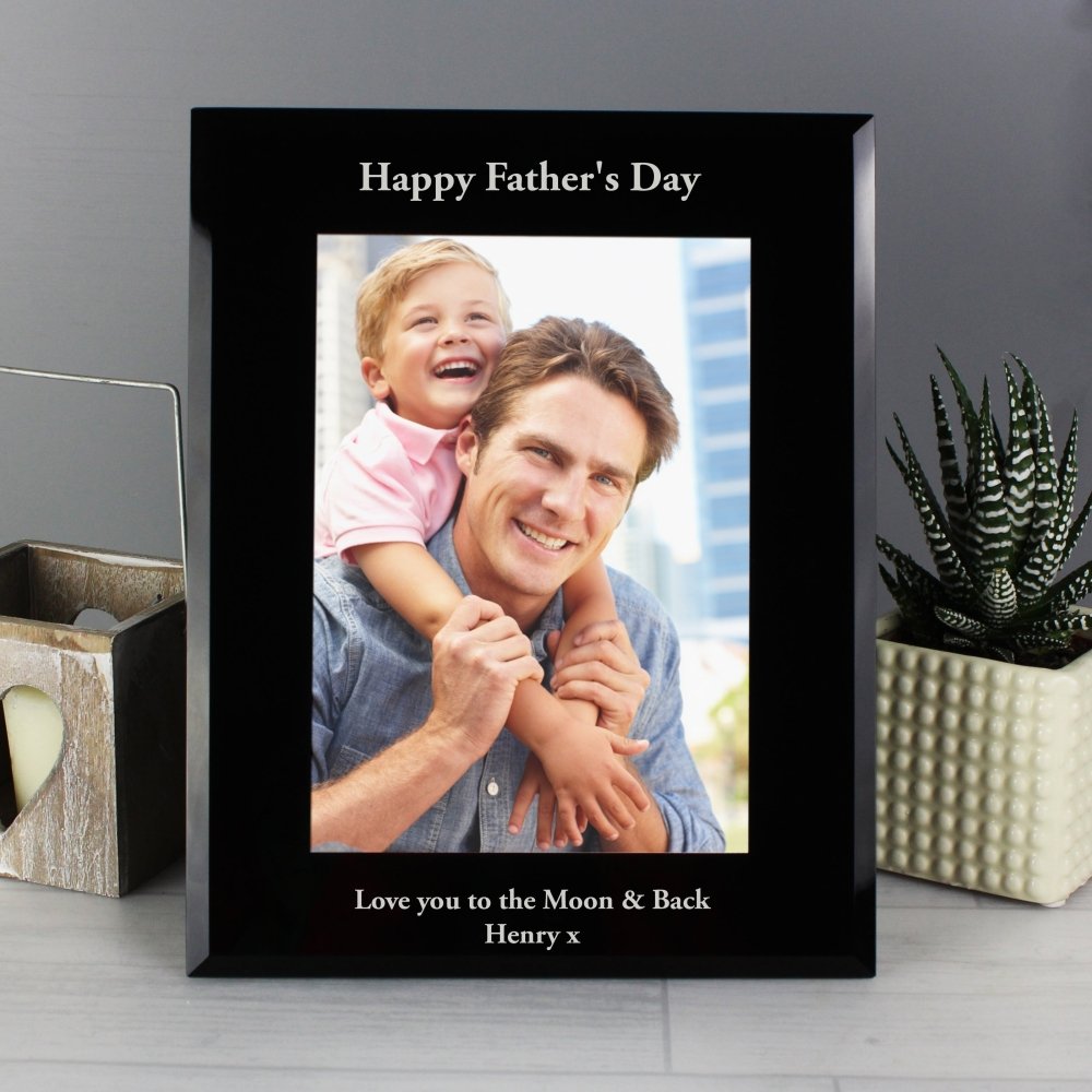 Personalised 5x7 Inch Black Glass Photo Frame