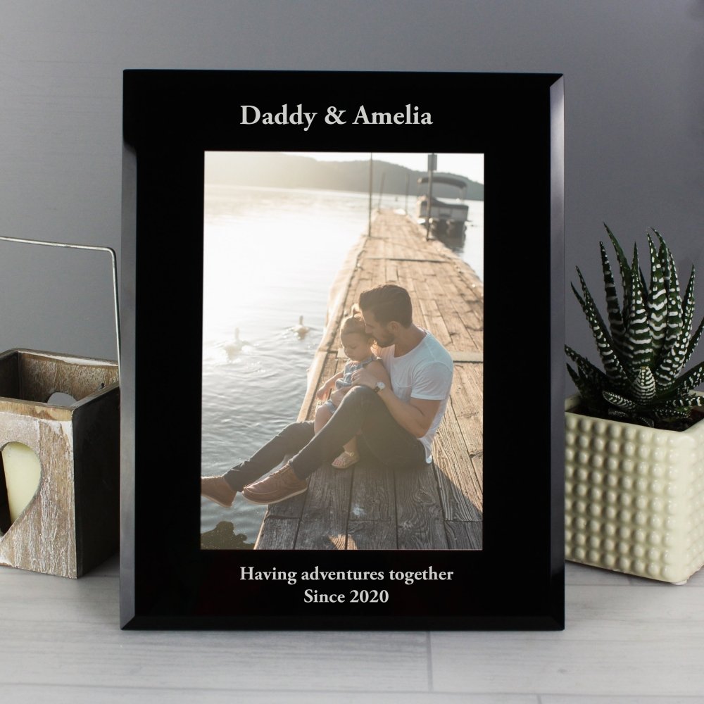 Personalised 5x7 Inch Black Glass Photo Frame