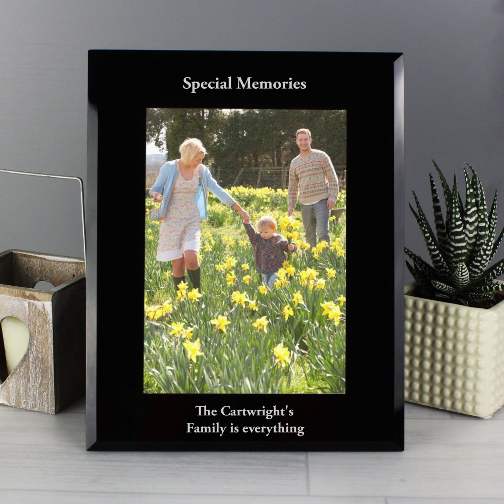 Personalised 5x7 Inch Black Glass Photo Frame