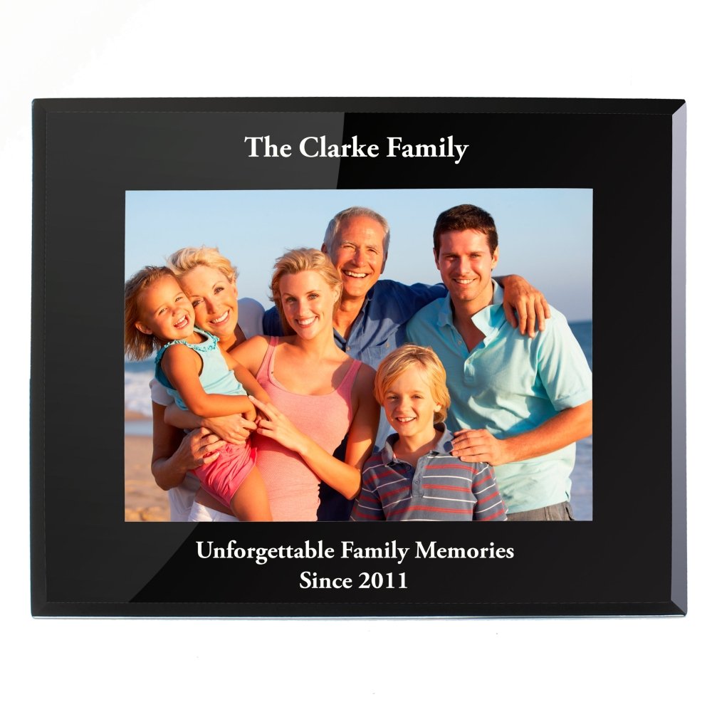 Personalised 5x7 Inch Landscape Black Glass Photo Frame