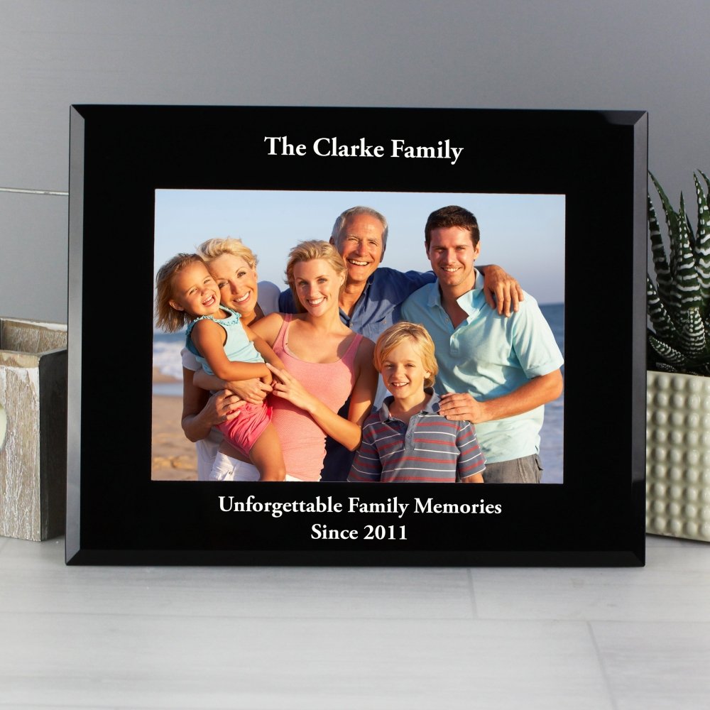 Personalised 5x7 Inch Landscape Black Glass Photo Frame