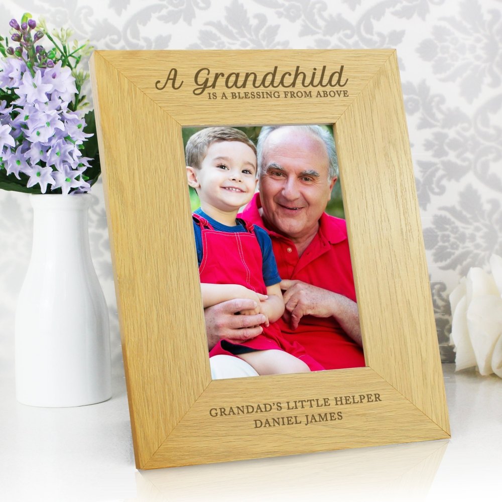 Personalised A Grandchild Is A Blessing 6x4 Inch Oak Finish Photo Frame