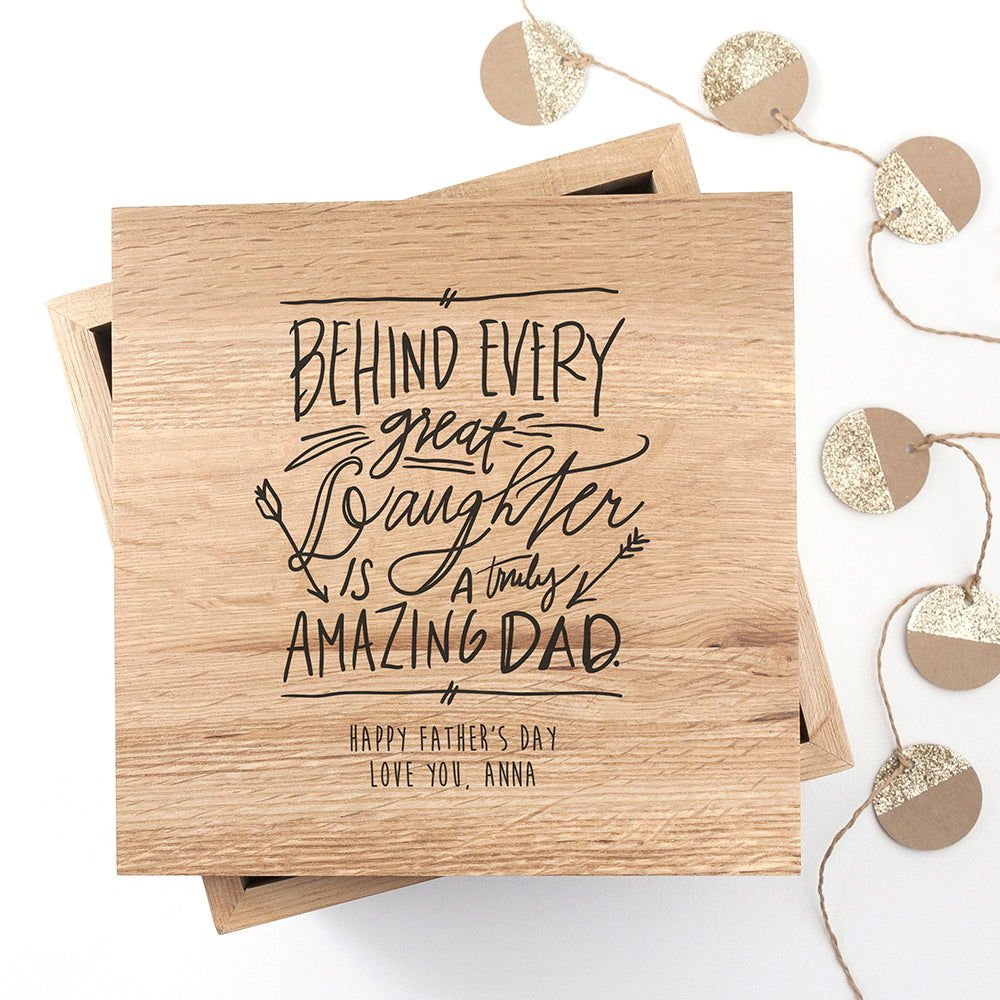 Personalised A Truly Amazing Dad Oak Photo Keepsake Box