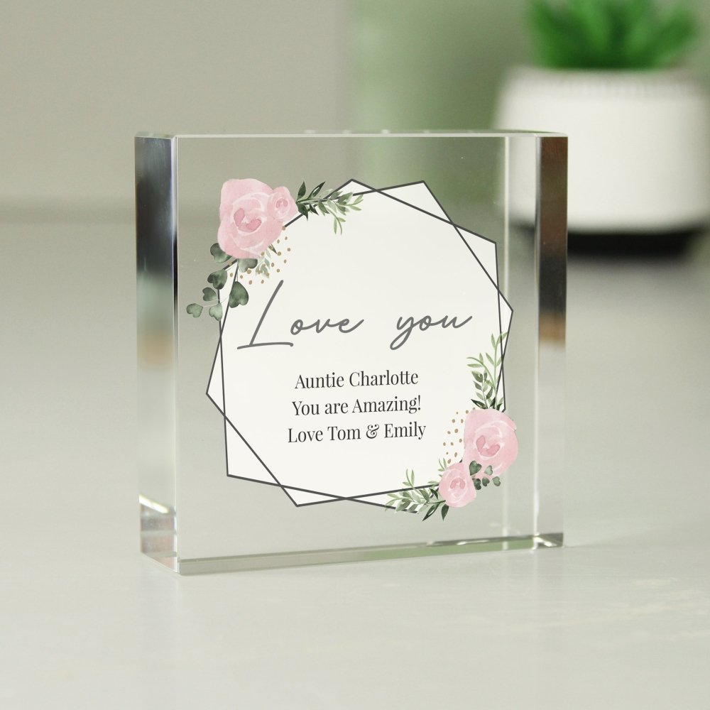 Personalised Abstract Rose Large Crystal Token