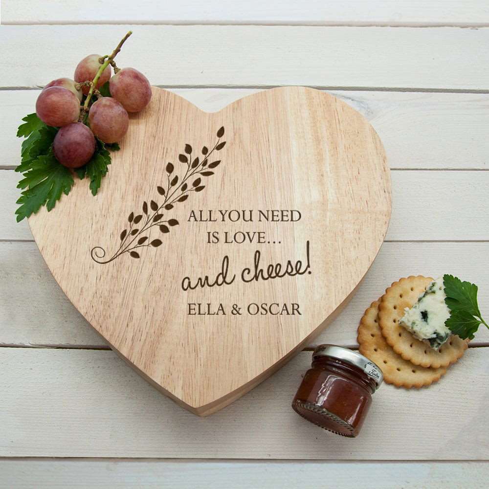 Personalised 'All You Need is Love' Heart Cheese Board