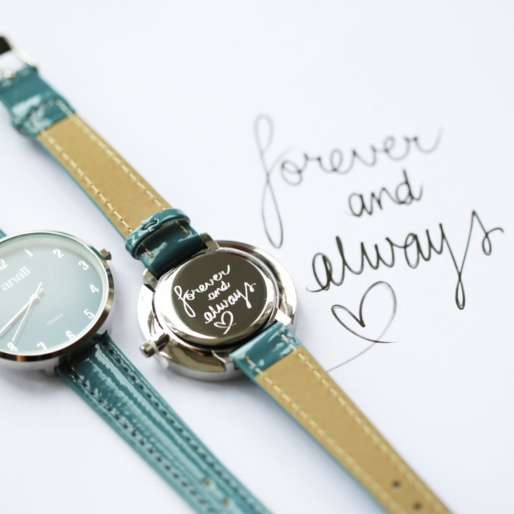 Personalised Anaii Watch Handwriting Engraving Jupiter Teal
