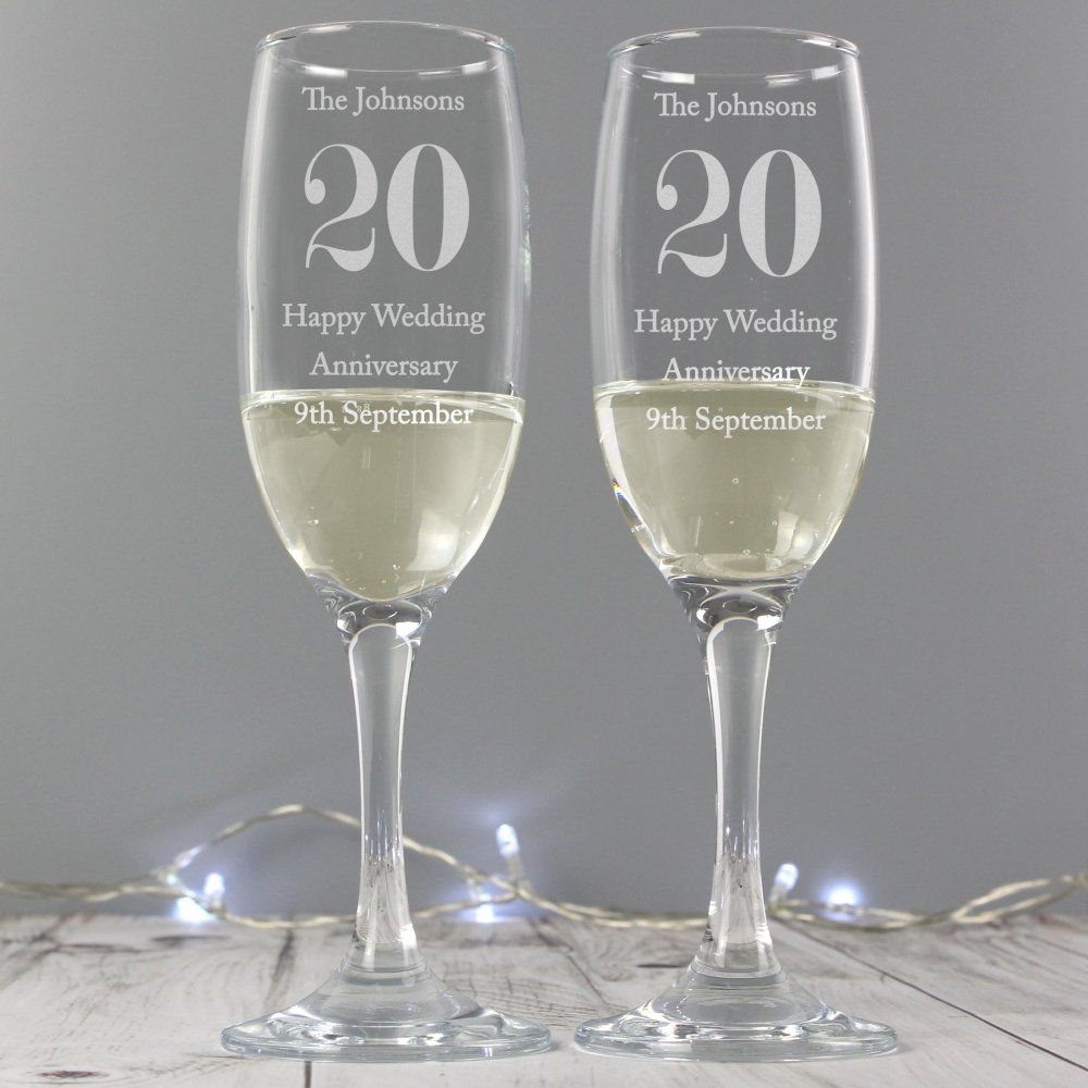 Personalised Anniversary Pair Of Flutes
