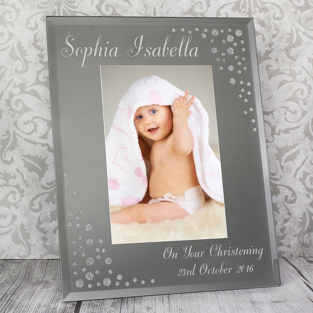Personalised Any Message 4x6 Inch Diamante Glass Photo Frame