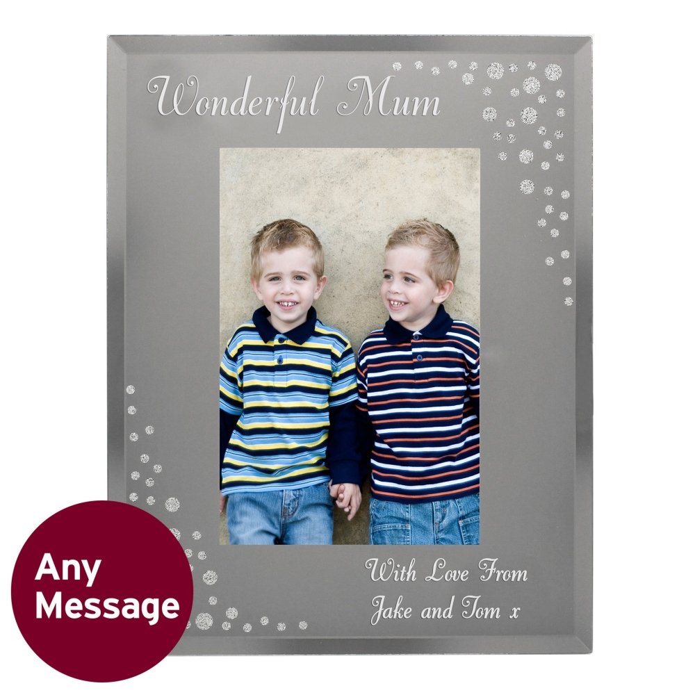 Personalised Any Message 4x6 Inch Diamante Glass Photo Frame