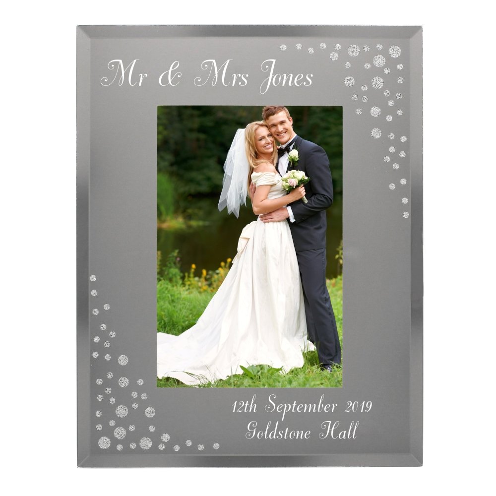 Personalised Any Message 4x6 Inch Diamante Glass Photo Frame