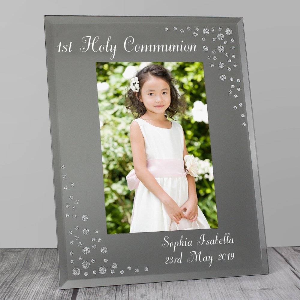 Personalised Any Message 4x6 Inch Diamante Glass Photo Frame