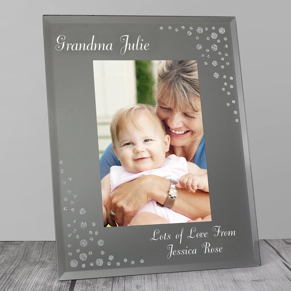 Personalised Any Message 6x4 Inch Diamante Glass Photo Frame